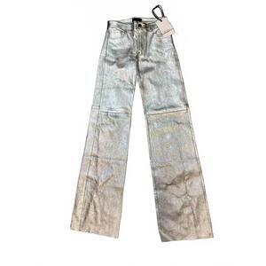 NEW MON & PAU women's lucia metalize leather pants in silver